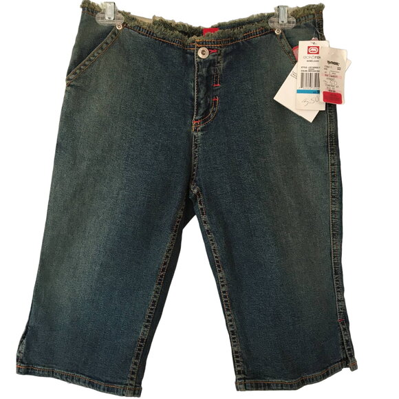 NWT Ecko Red Size 9 Bermuda Denim Capris 4 Pocket Indigo Classic Wash, - Picture 1 of 6
